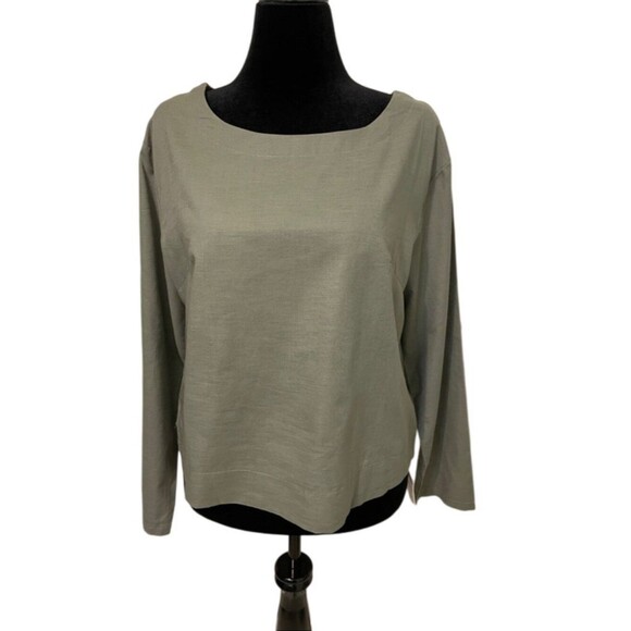 North Fashion Tops - NWT North Fashion Sage Green Linen Blend Pullover Top Womens L Minimalist